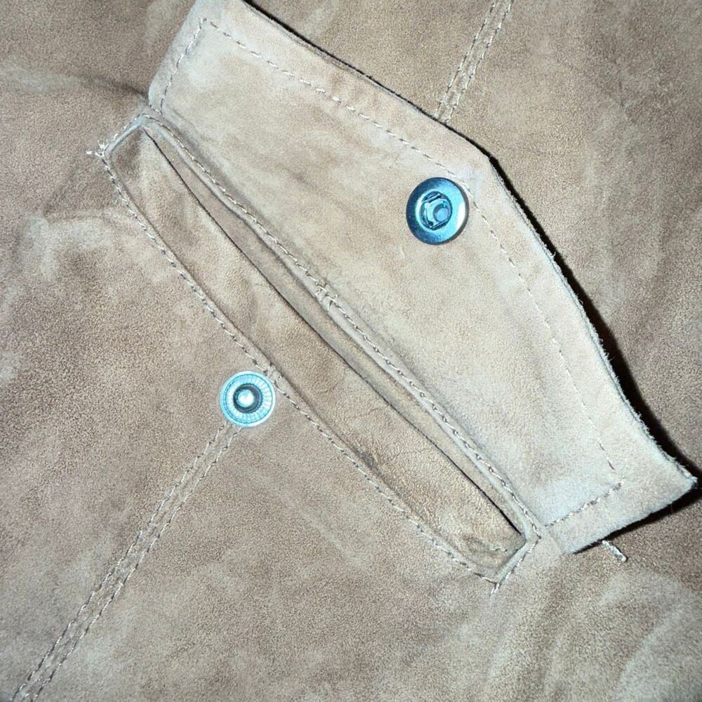 Muubaa Women’s Suede Moto Jacket Size 8 – Tan Brown Asymmetrical Zip Leather Bik - Picture 12 of 14
